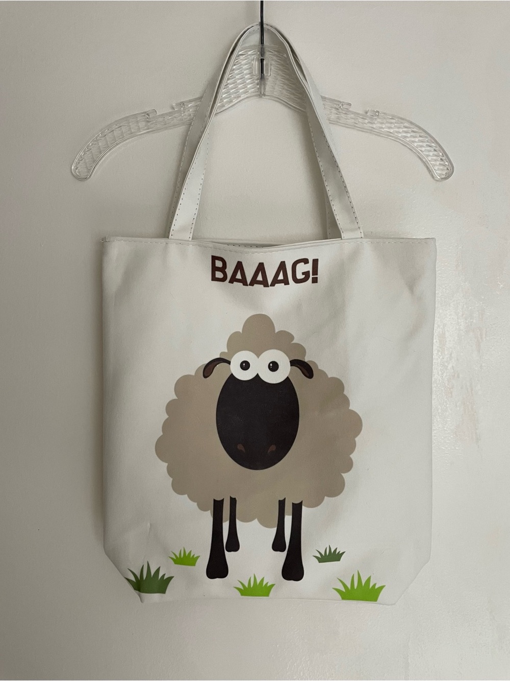 Baaag! Sheep Graphic Canvas Tote - White and Tan NWT from UK